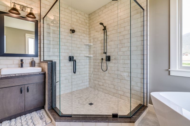 Contemporary bathroom featuring a glass shower enclosure